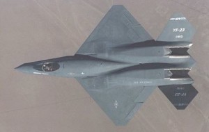 YF-23 in flight direct overhead